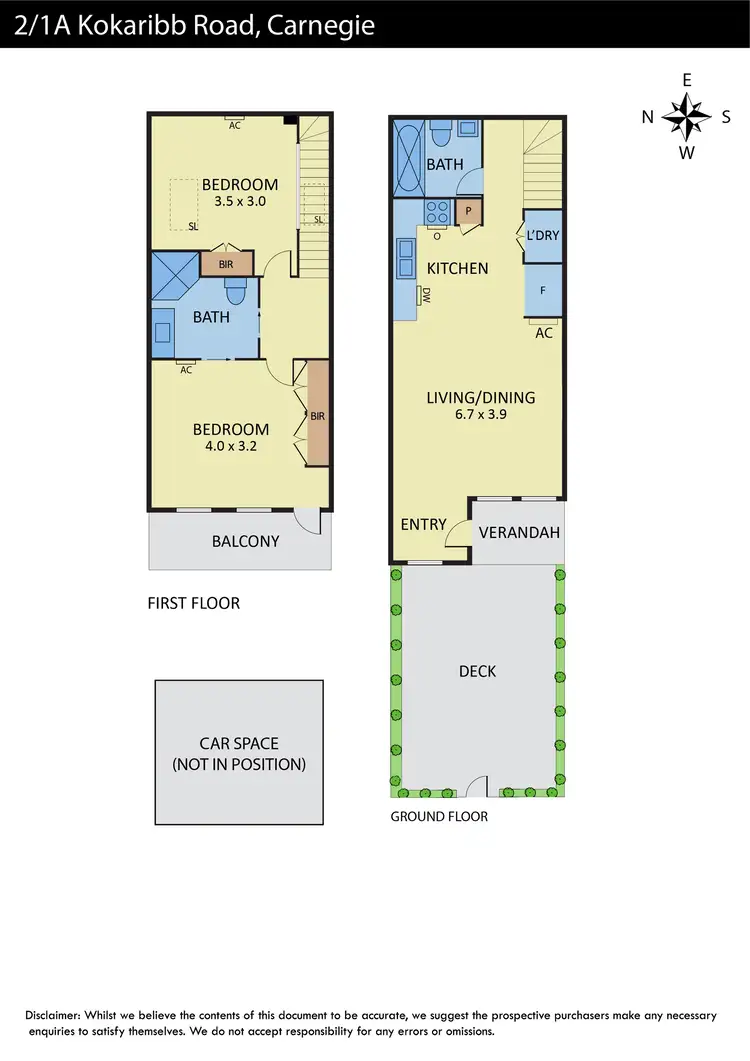 Floorplan of Homely townhouse listing, 2/1A Kokaribb Road, Carnegie VIC 3163