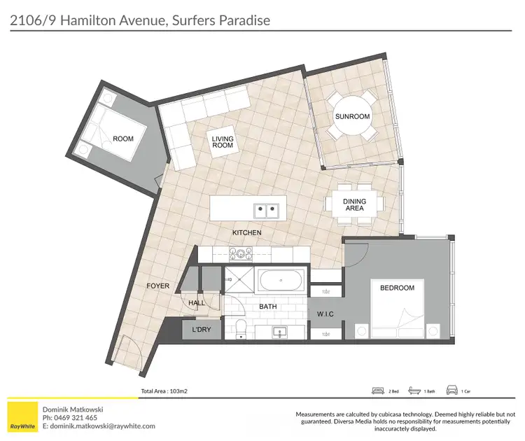 Floorplan of Homely apartment listing, 2106/9 Hamilton Avenue, Surfers Paradise QLD 4217