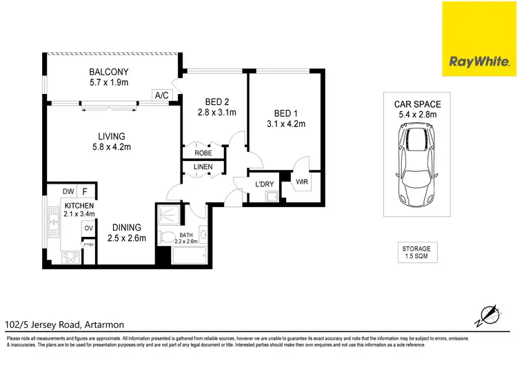 Floorplan of Homely unit listing, 102/5 Jersey Road, Artarmon NSW 2064