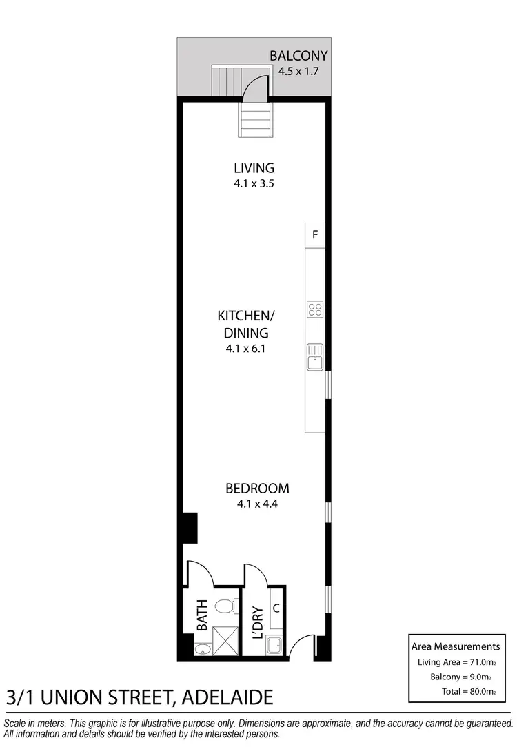 Floorplan of Homely apartment listing, 3/1 Union Street, Adelaide SA 5000