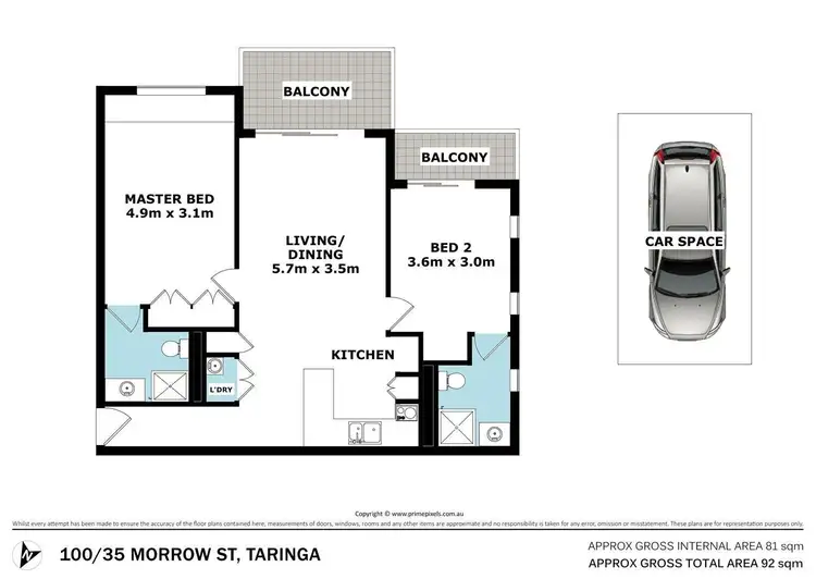 Floorplan of Homely apartment listing, 100/35 Morrow Street, Taringa QLD 4068