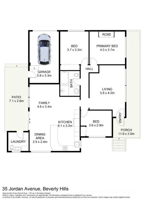 Floorplan of Homely house listing, 35 Jordan Avenue, Beverly Hills NSW 2209