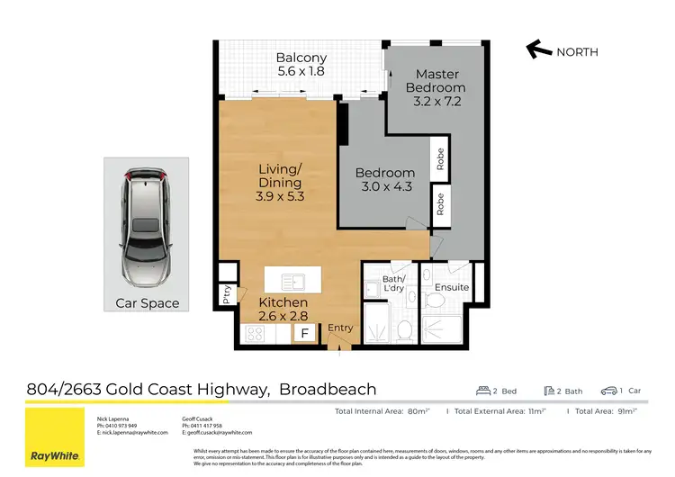 Floorplan of Homely apartment listing, 804/2663 Gold Coast Highway, Broadbeach QLD 4218