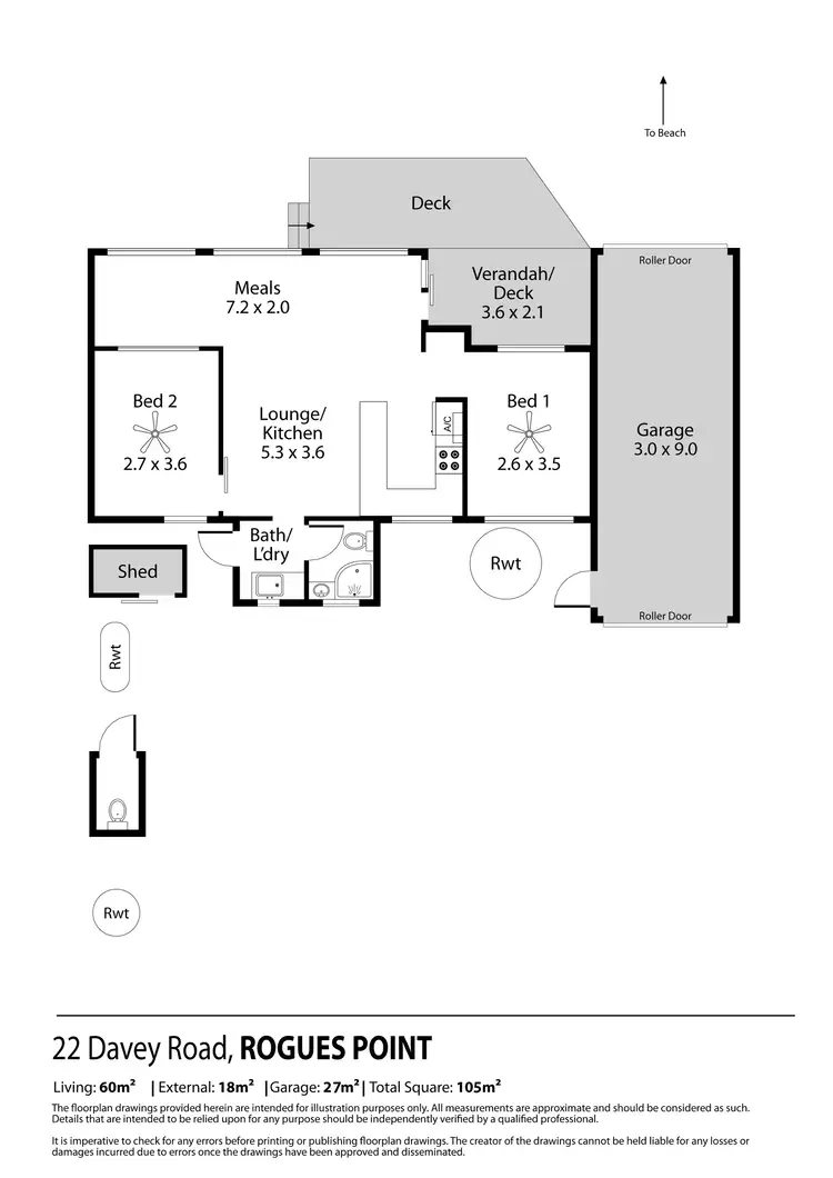 Floorplan of Homely house listing, 22 Davey Road, Rogues Point SA 5571