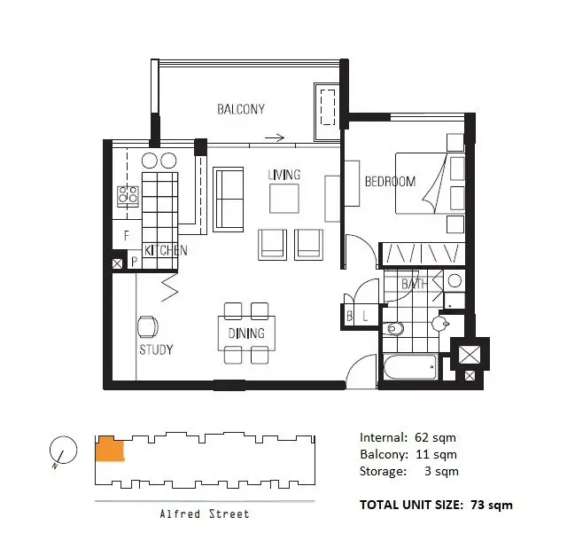 Floorplan of Homely apartment listing, 710/82 Alfred Street, Fortitude Valley QLD 4006