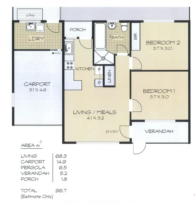 Floorplan of Homely unit listing, 2/32 Hill Street, Victor Harbor SA 5211