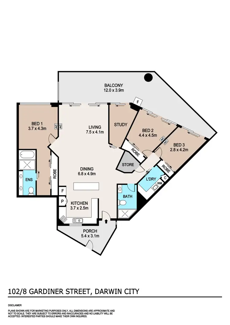 Floorplan of Homely unit listing, 102/8A Gardiner Street, Darwin City NT 800