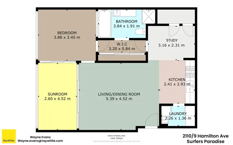 Floorplan of Homely apartment listing, 2110/9 Hamilton Avenue, Surfers Paradise QLD 4217