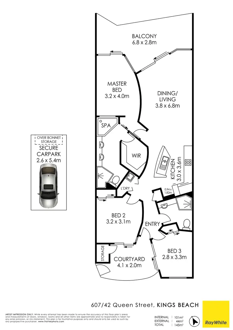 Floorplan of Homely unit listing, Unit 607/42 Queen Street, Kings Beach QLD 4551