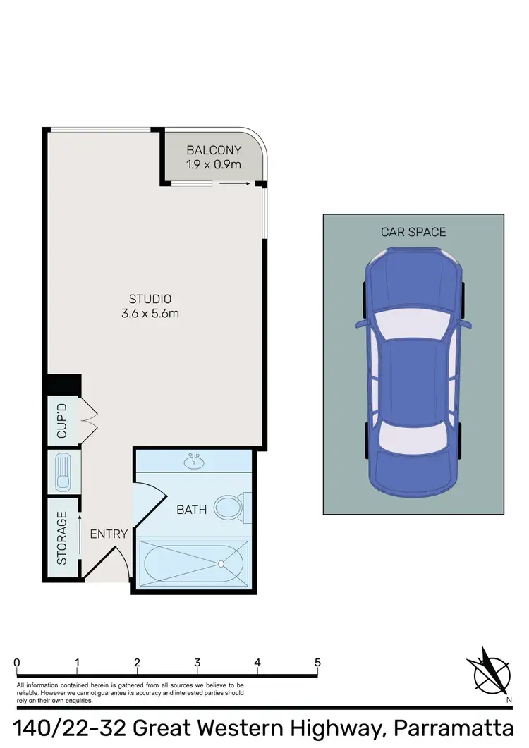 Floorplan of Homely studio listing, 140/22-32 Great Western Highway, Parramatta NSW 2150