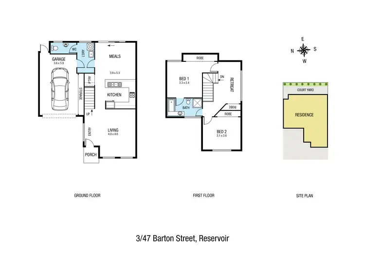 Floorplan of Homely townhouse listing, 3/47 Barton Street, Reservoir VIC 3073