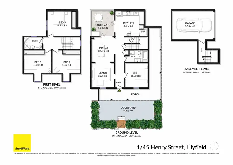 Floorplan of Homely townhouse listing, 1/45 Henry Street, Lilyfield NSW 2040