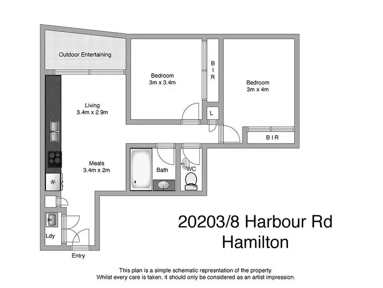 Floorplan of Homely apartment listing, 20203/8 Hercules Street, Hamilton QLD 4007