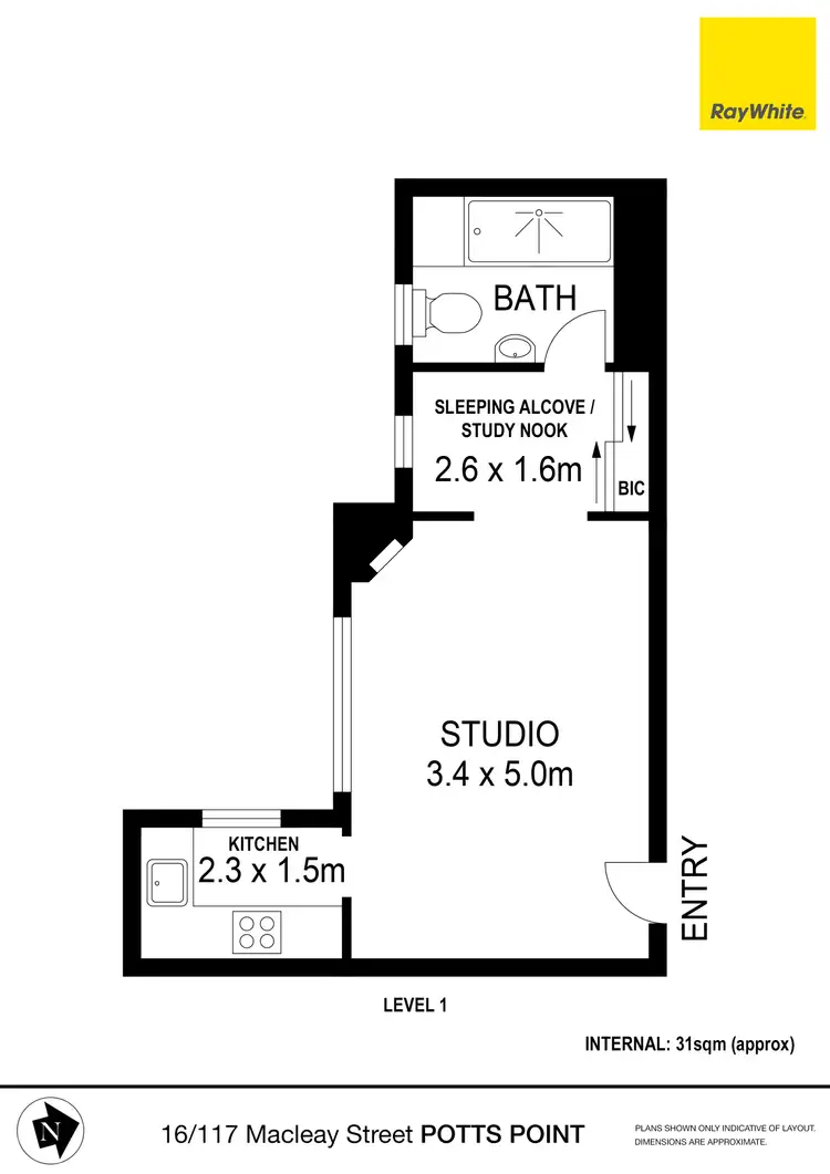 Floorplan of Homely studio listing, 16/117 Macleay Street, Potts Point NSW 2011