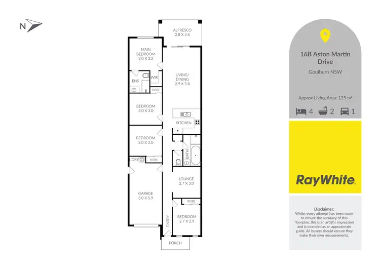 Floorplan of Homely semi-detached listing, 16b Aston Martin Drive, Goulburn NSW 2580