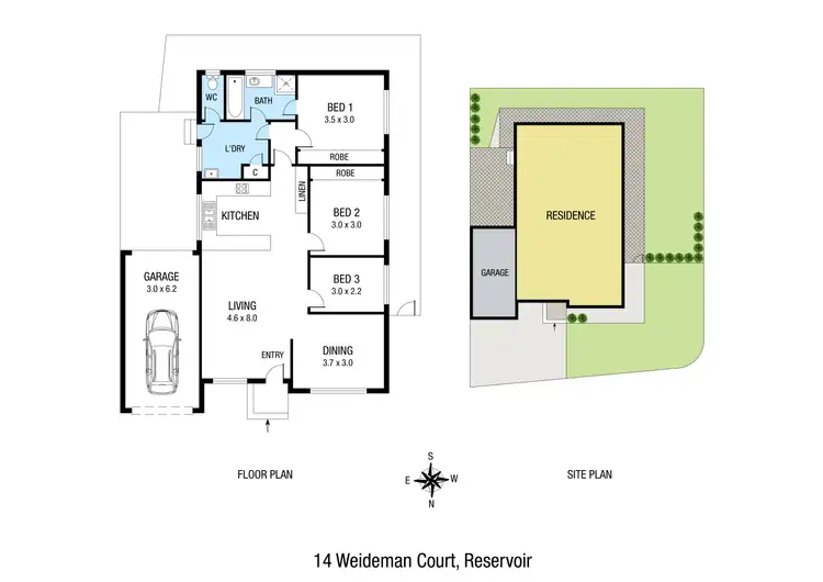 Floorplan of Homely townhouse listing, 14 Weideman Court, Reservoir VIC 3073