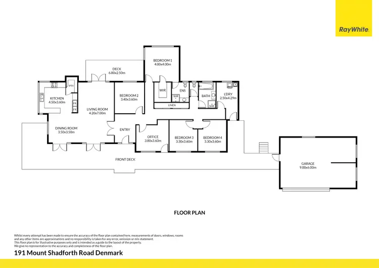 Floorplan of Homely rural property listing, 191 Mount Shadforth Road, Denmark WA 6333