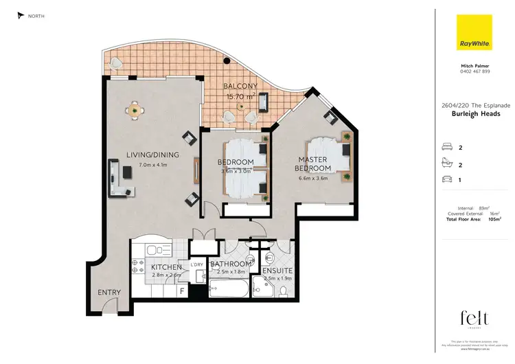 Floorplan of Homely apartment listing, 2604/220 The Esplanade, Burleigh Heads QLD 4220