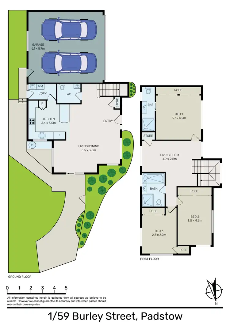 Floorplan of Homely semi-detached listing, 1/59 Burley Road, Padstow NSW 2211