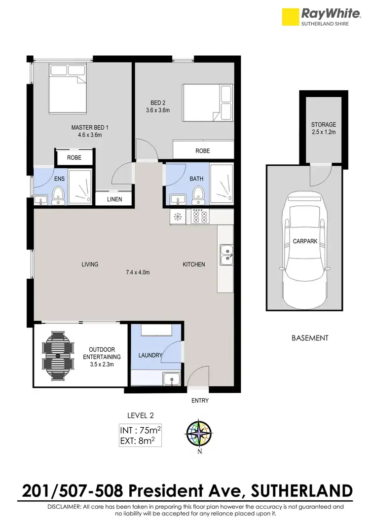 Floorplan of Homely apartment listing, 201/507-509 President Avenue, Sutherland NSW 2232