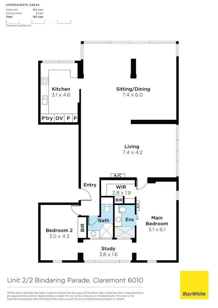 Floorplan of Homely apartment listing, 2/2 Bindaring Parade, Claremont WA 6010