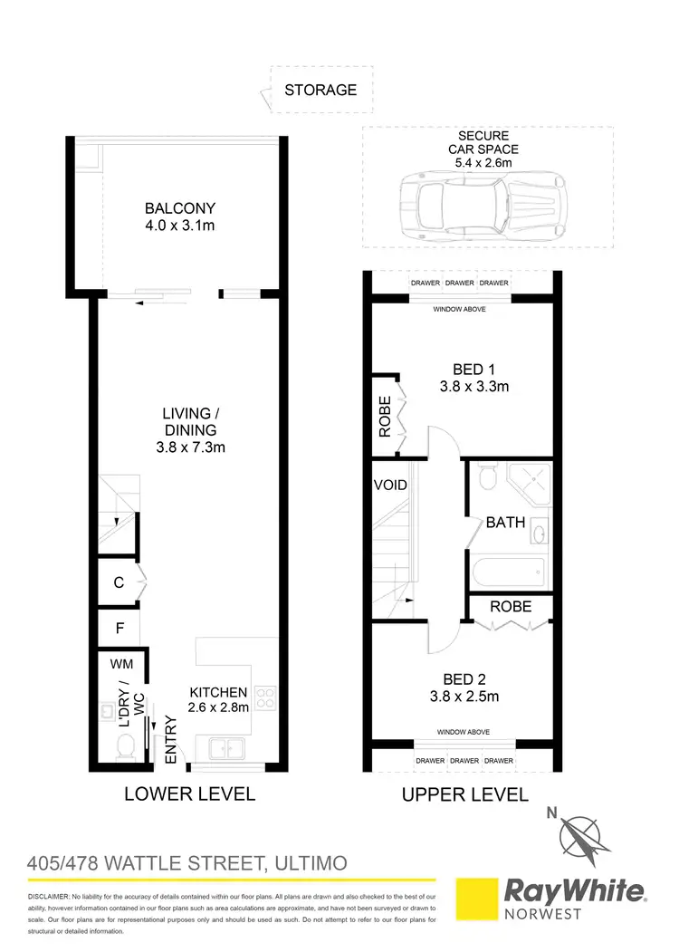 Floorplan of Homely apartment listing, 405/478 Wattle Street, Ultimo NSW 2007