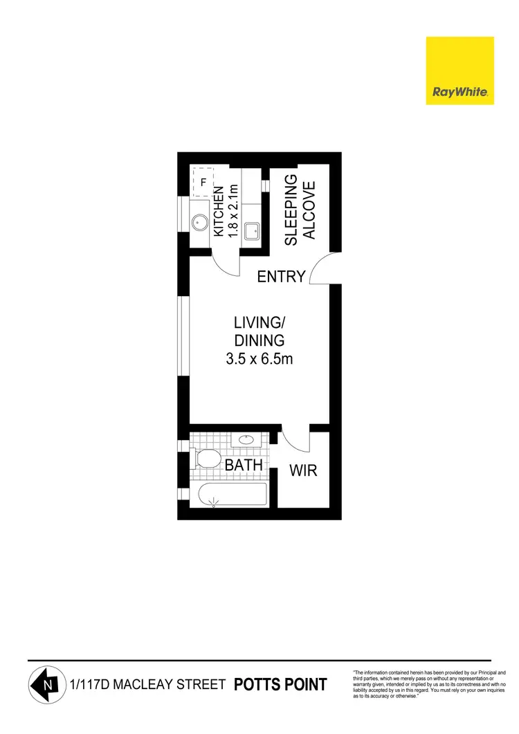 Floorplan of Homely studio listing, 1/117D Macleay Street, Potts Point NSW 2011
