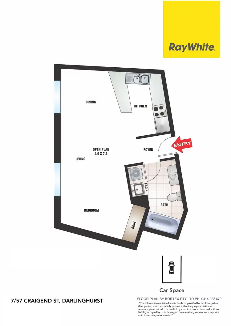 Floorplan of Homely studio listing, 7/57 Craigend Street, Darlinghurst NSW 2010