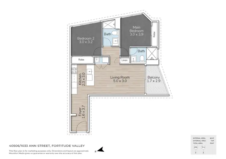 Floorplan of Homely apartment listing, 40506/1033 ANN Street, Newstead QLD 4006