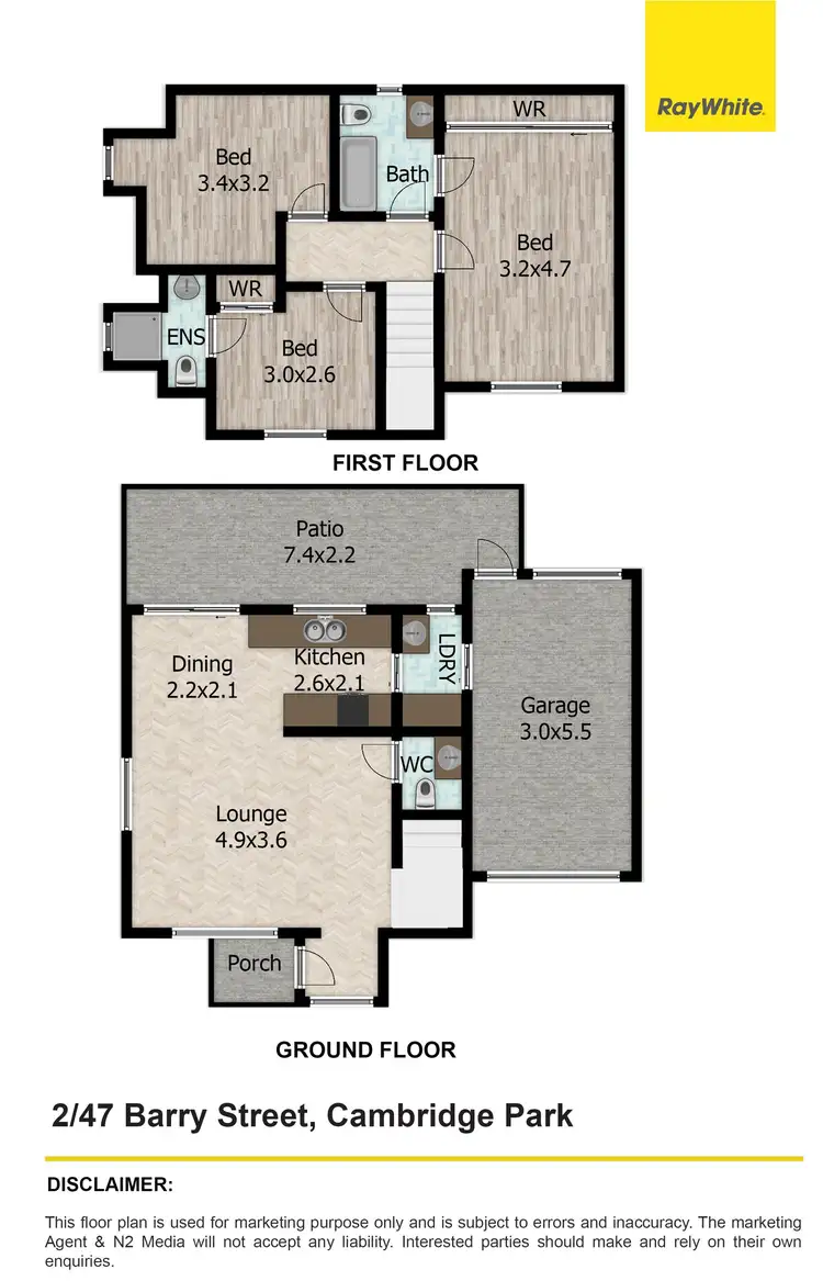 Floorplan of Homely townhouse listing, 2/47 Barry Street, Cambridge Park NSW 2747