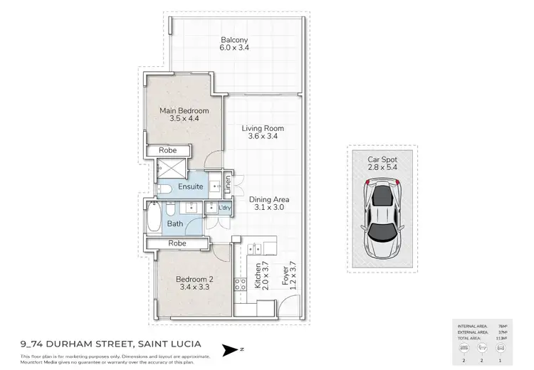 Floorplan of Homely apartment listing, 9/74 Durham Street, St Lucia QLD 4067