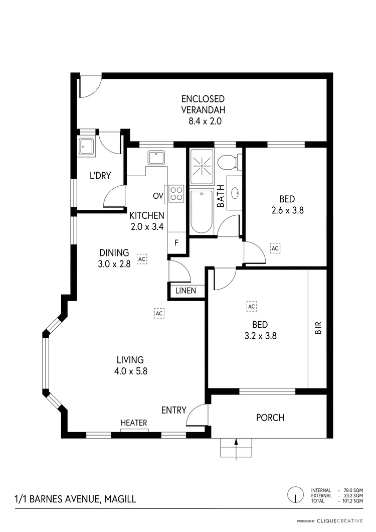 Floorplan of Homely unit listing, 1/1 Barnes Avenue, Magill SA 5072