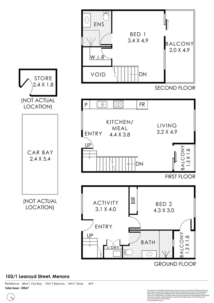 Floorplan of Homely townhouse listing, 103/1 Learoyd Street, Menora WA 6050