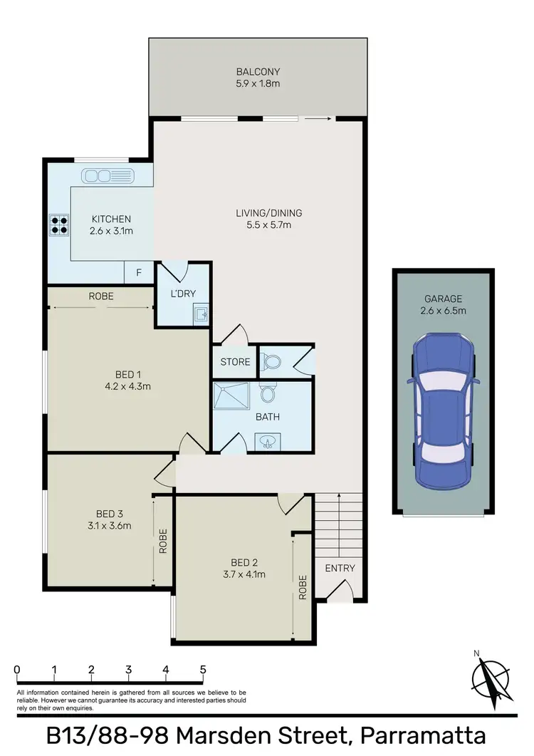 Floorplan of Homely unit listing, B13/88-98 Marsden Street, Parramatta NSW 2150