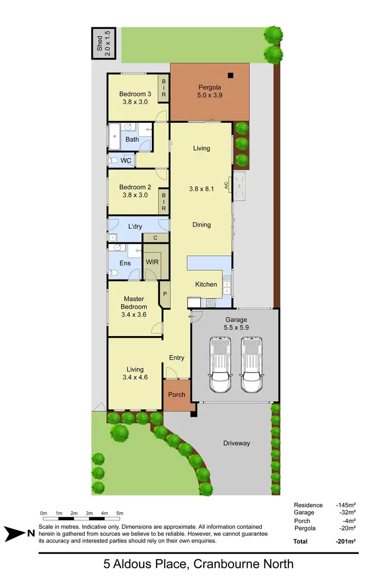 Floorplan of Homely house listing, 5 Aldous Place, Cranbourne North VIC 3977