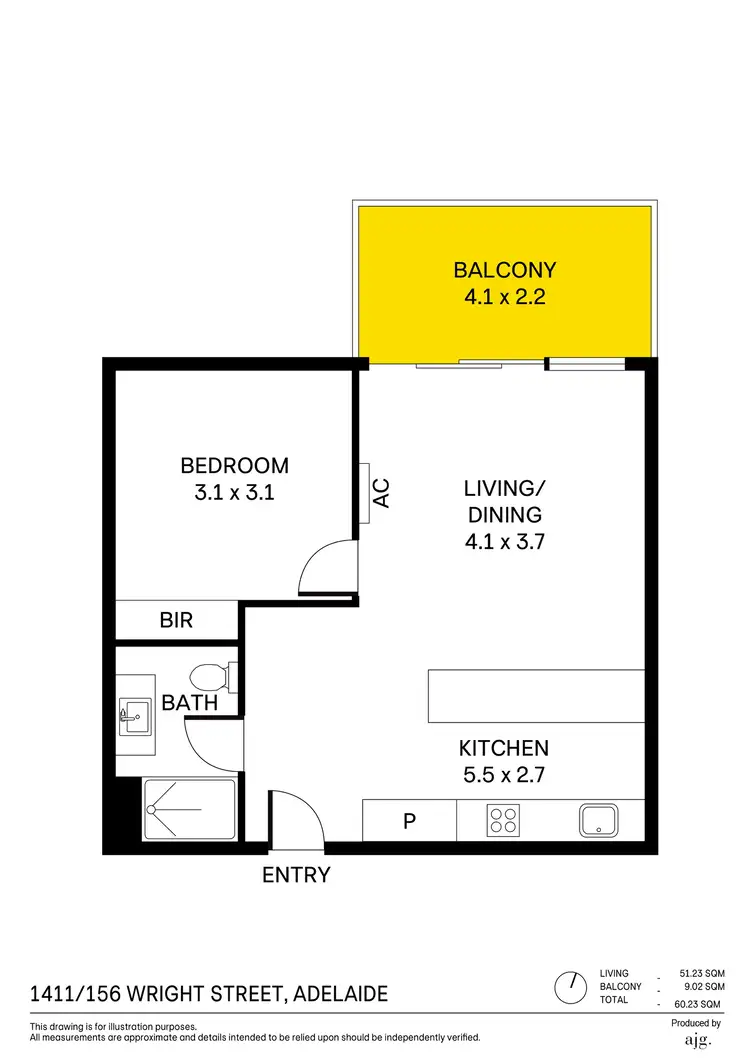Floorplan of Homely apartment listing, 1411/156 Wright Street, Adelaide SA 5000