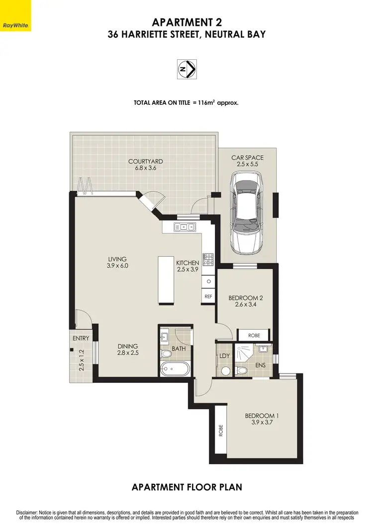 Floorplan of Homely apartment listing, 2/36 Harriette Street, Neutral Bay NSW 2089