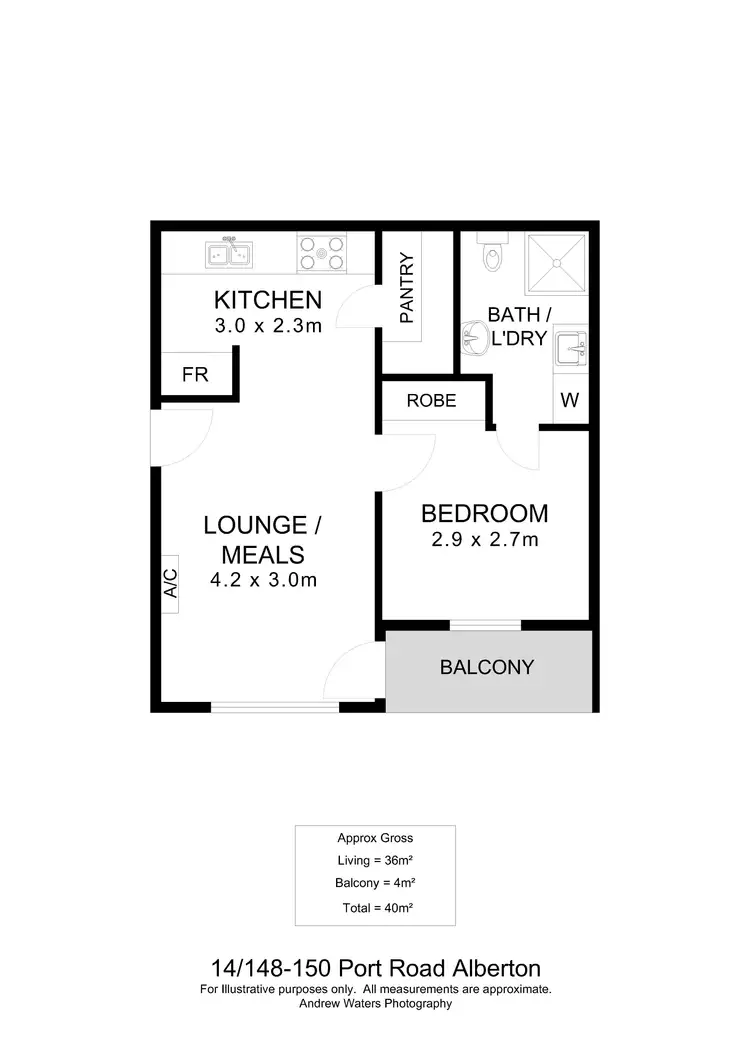 Floorplan of Homely unit listing, 14/148-150 Port Road, Alberton SA 5014