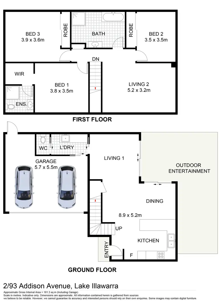 Floorplan of Homely townhouse listing, 2/93 Addison Avenue, Lake Illawarra NSW 2528