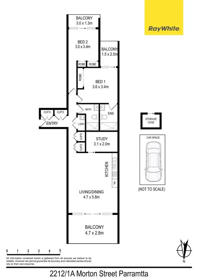 Floorplan of Homely apartment listing, 2212/1A Morton Street, Parramatta NSW 2150