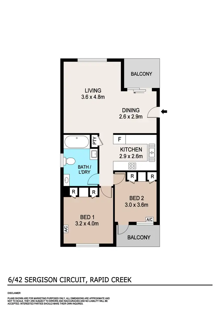 Floorplan of Homely unit listing, 6/42 Sergison Circuit, Rapid Creek NT 810