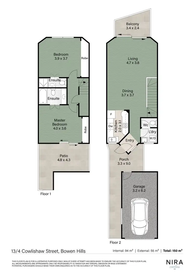 Floorplan of Homely townhouse listing, 13/4 Cowlishaw Street, Bowen Hills QLD 4006