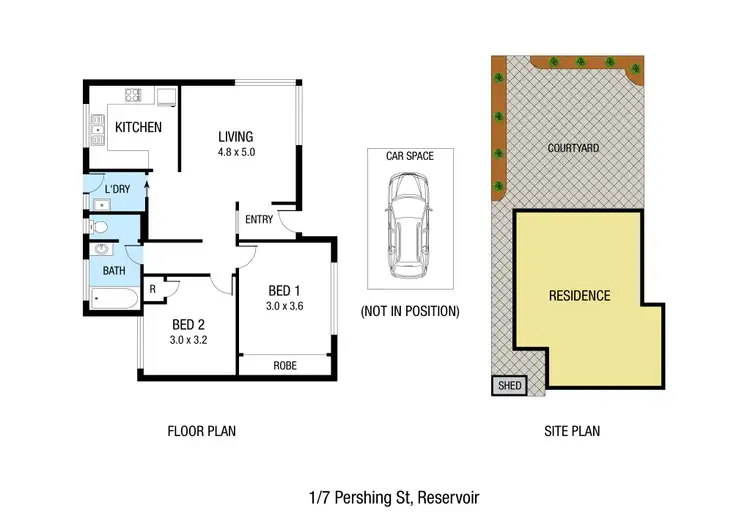 Floorplan of Homely unit listing, 1/7 Pershing Street, Reservoir VIC 3073