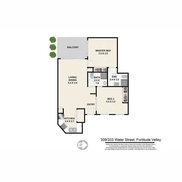Floorplan of Homely apartment listing, 309/333 Water Street, Fortitude Valley QLD 4006