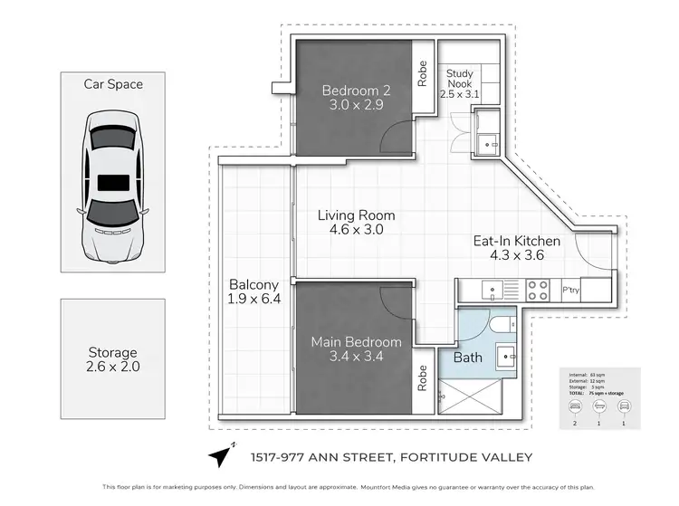 Floorplan of Homely apartment listing, 1517/977 Ann Street, Fortitude Valley QLD 4006