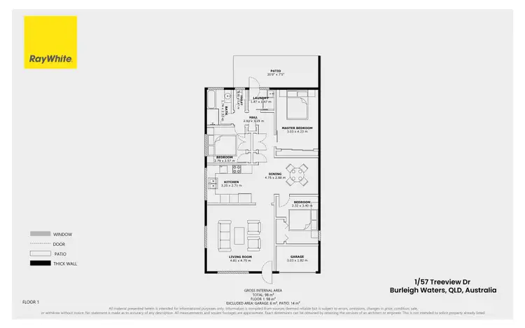 Floorplan of Homely semi-detached listing, 1/57 Treeview Drive, Burleigh Waters QLD 4220