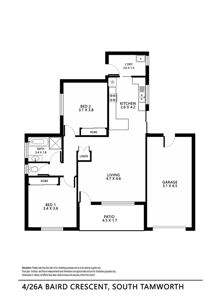 Floorplan of Homely unit listing, 4/26A Baird Crescent, Tamworth NSW 2340