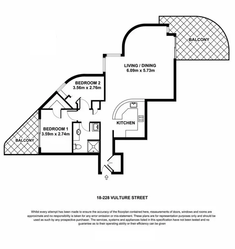 Floorplan of Homely apartment listing, 18/228 Vulture Street, South Brisbane QLD 4101