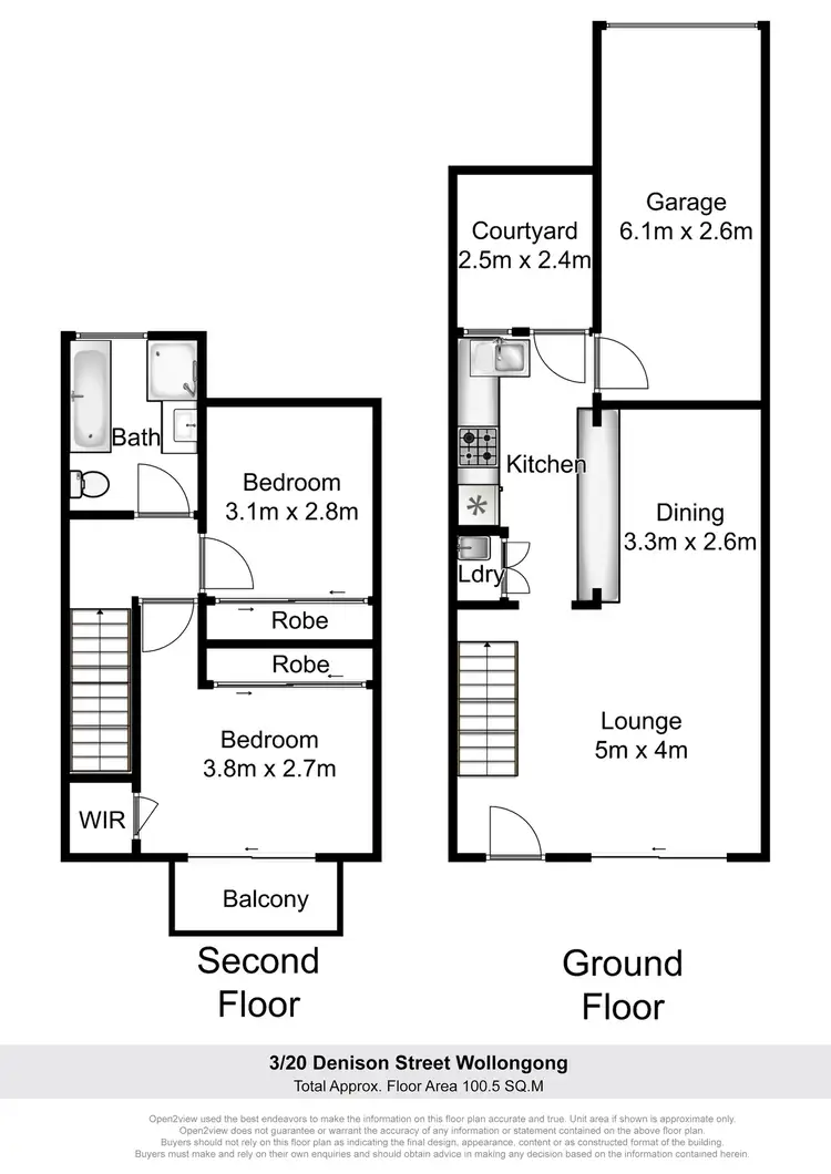 Floorplan of Homely townhouse listing, 3/20-22 Denison Street, Wollongong NSW 2500