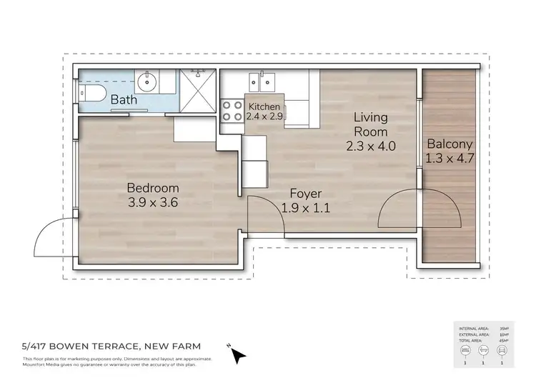 Floorplan of Homely apartment listing, 5/417 Bowen Terrace, New Farm QLD 4005